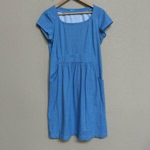 J McLaughlin Emma Catalina Cloth Blue White Print Pocket Dress Medium Spring